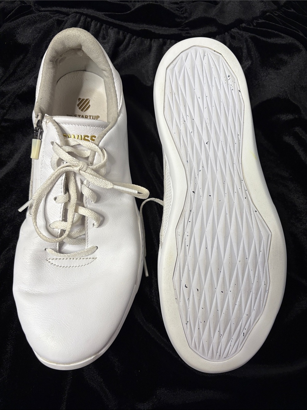 K-Swiss Icon Startup Men’s White Leather Casual Athletic Sneaker Shoe Zipper